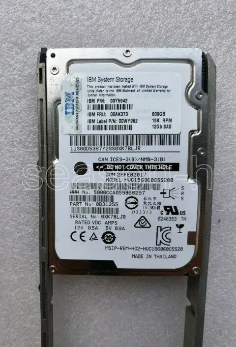 Жёсткий диск IBM 00AK373 00NC647 600GB 15K SAS 2.5" 12GB/S V5000 HDD HARD DRIVE
