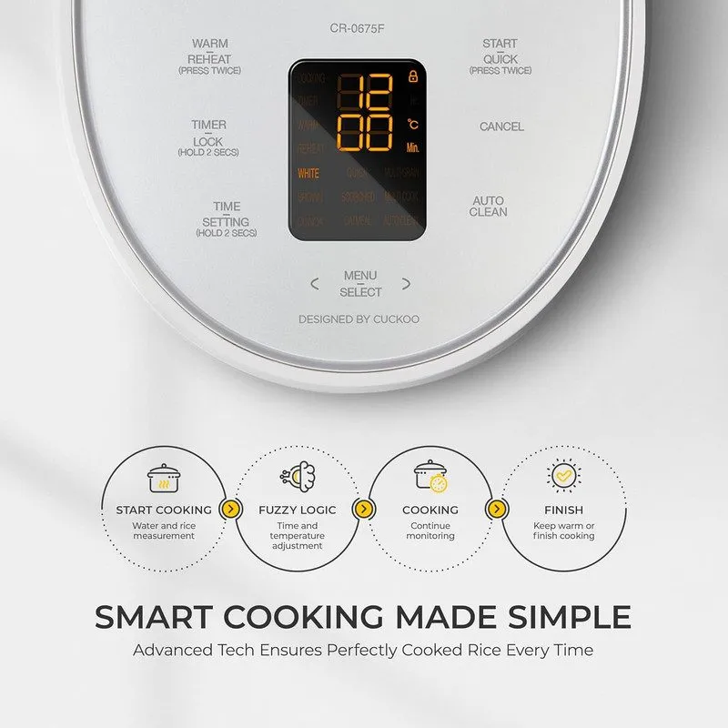Рисоварка CUCKOO Micom Rice Cooker 6 Cup CR-0675FW White — фото лота 4