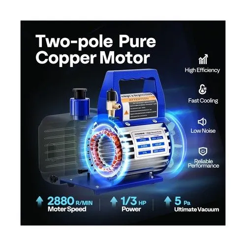 Насос 1/3 HP 1-Stage HVAC Vacuum Pump and 4 Way AC Manifold Gauge Set with 4.5 C
