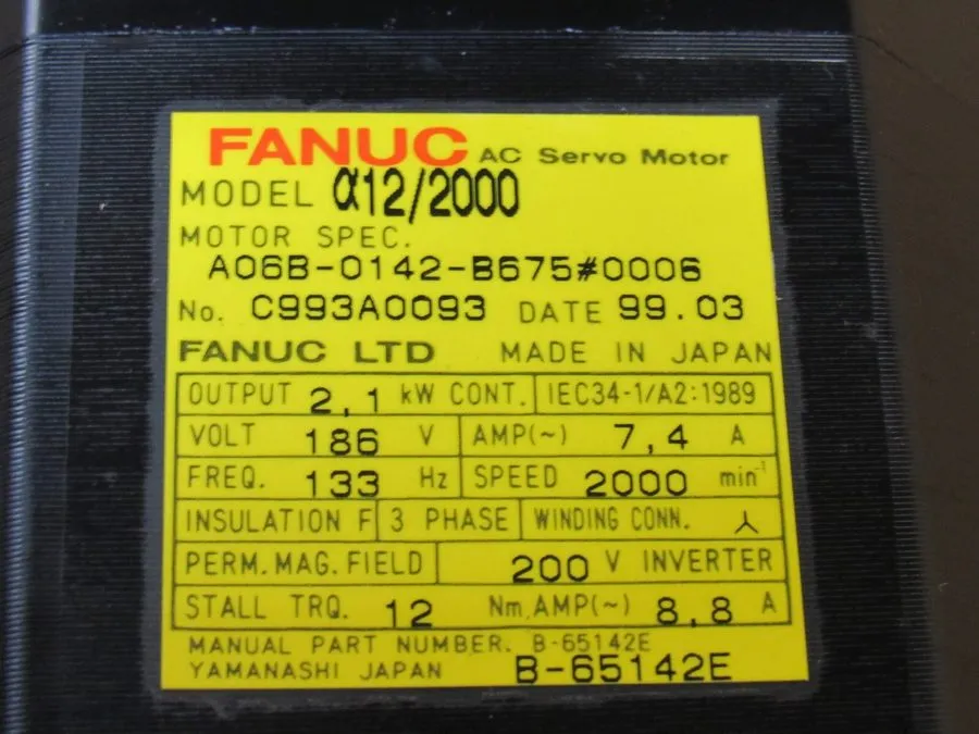 Энкодер FANUC PERMANENT MAGNET AC SERVO MOTOR A06B-0142-B675#0006 W/ A860-0360-V