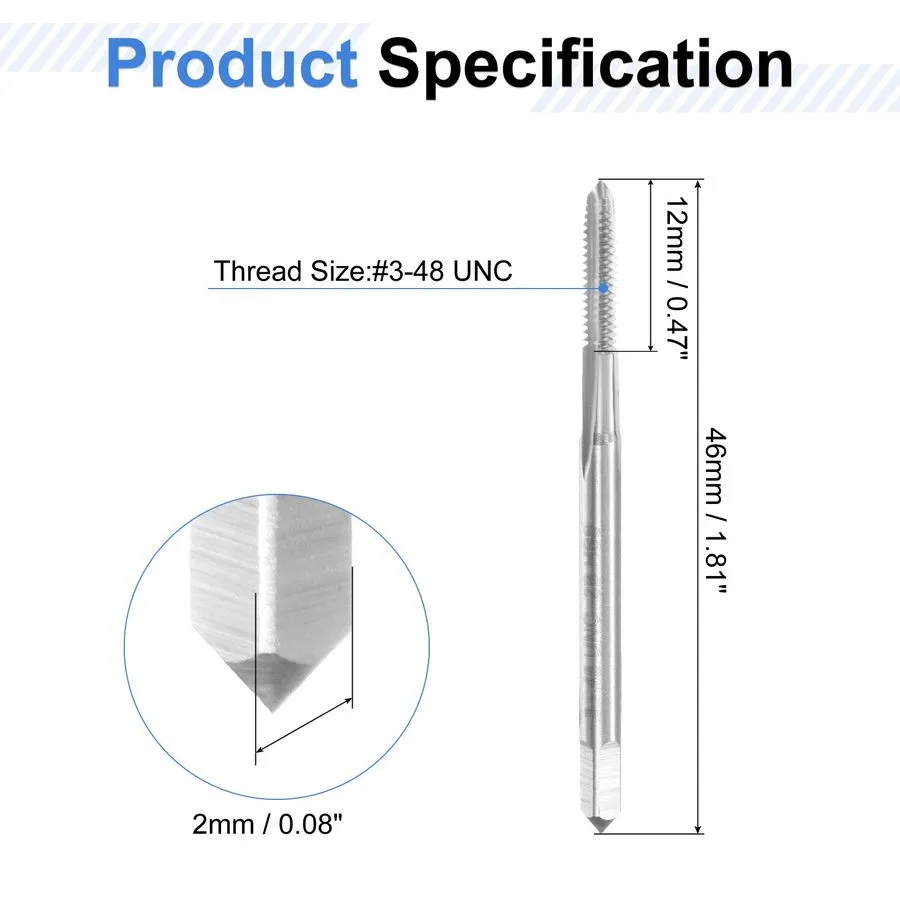 Режущий инструмент Hand Tap Set 3/8"-16 UNC Taper/Plug/Bottom Thread Tapping Too