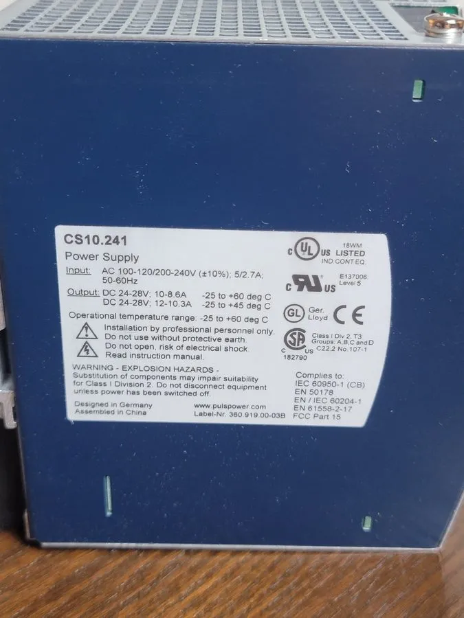 Блок питания PULS Dimension CS10.241 Power Supply DIN Rail 24-28V DC 10A 240W Bl
