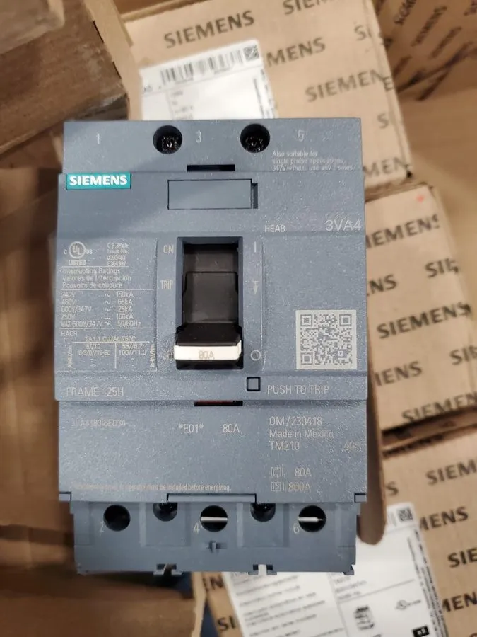 Автоматический выключатель SIEMENS 3VA4180-5ED34-0AA0 ,CIRCUIT BREAKER, 3P/80A /