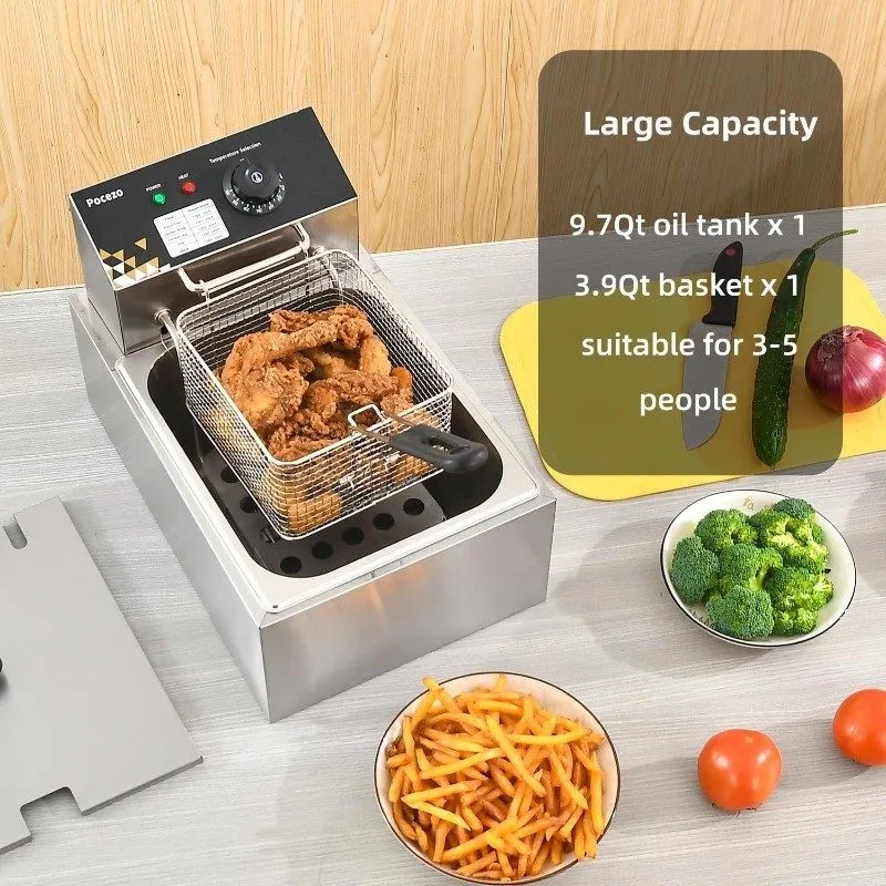 Фритюрница Electric Deep Fryer 10L/10.5QT Stainless Steel Single Tank Commercial — фото лота 2