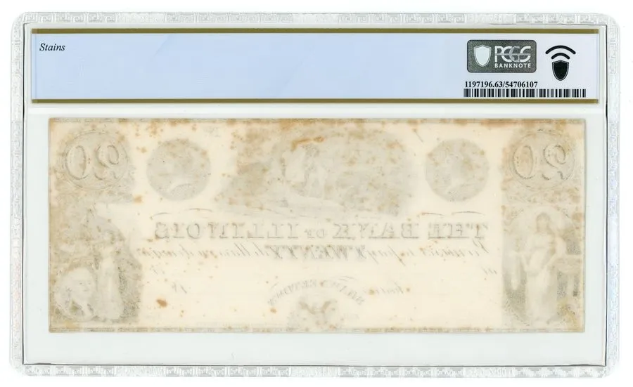 Лабораторный прибор 1830s Bank of Illinois Shawneetown $20 Proof IL740-G150 RARE — фото лота 1