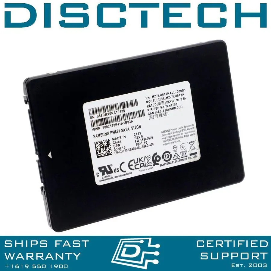 SSD-накопитель Samsung PM881 512Gb SATA 3 2.5in Solid State Drive SSD MZ-7LH512A
