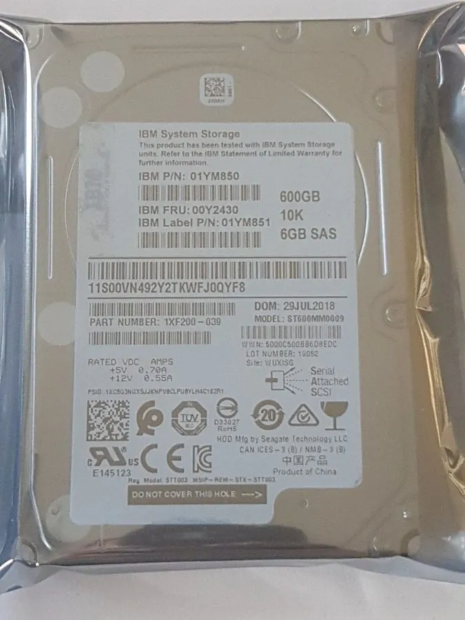 Жёсткий диск IBM 00Y2430 00Y5707 00Y2503 00MJ145 600GB 10K 2.5" SAS V3700 Hard D