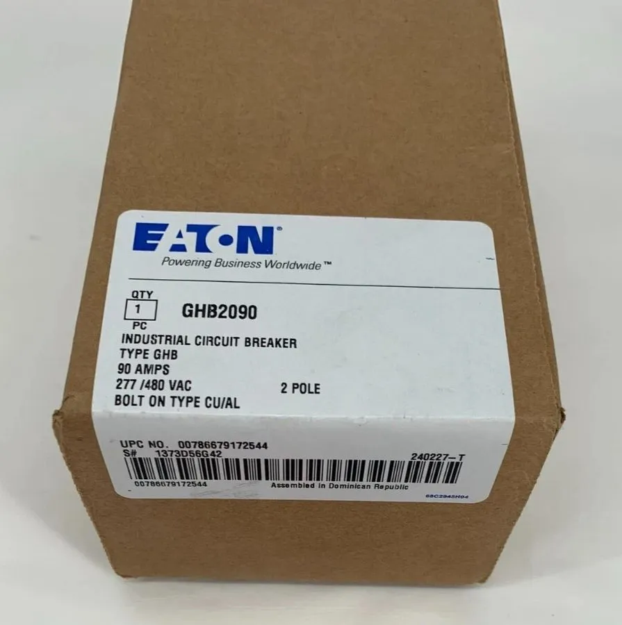 Автоматический выключатель Eaton Cutler-Hammer GHB2090 2P 90A 277/480V Bolt-On C — фото лота 1