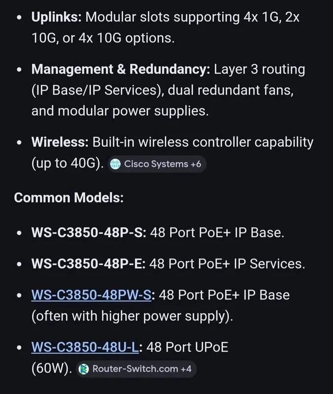 Коммутатор Cisco WS-C3850-48P L V06 48-Port GigE PoE Switch with C3850-NMN-2-10G — фото лота 2