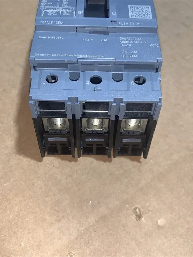 Автоматический выключатель SIEMENS 3VA4120-5ED34-0AA0 ,CIRCUIT BREAKER, 3P/20A /