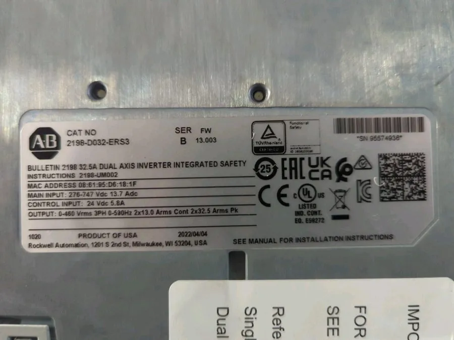 Сервопривод ALLEN BRADLEY 2198-D032-ERS3 KINETIX 5700 DUAL AXIS SERVO DRIVE