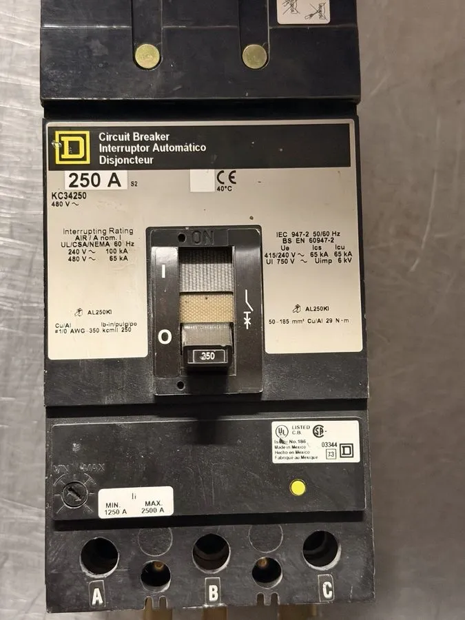 Автоматический выключатель Square D KC34250 250 Amp 3 Pole 480V @65KA I-Line Cir