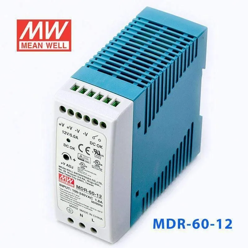 Блок питания Mean Well MDR-60-12 60W 12VDC 5A DIN Rail Switchmode Power Supply