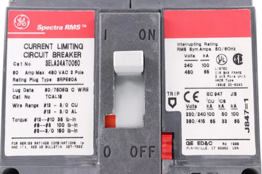 Автоматический выключатель GE SELA24AT0060 60A 2P 480V Spectra Circuit Breaker F