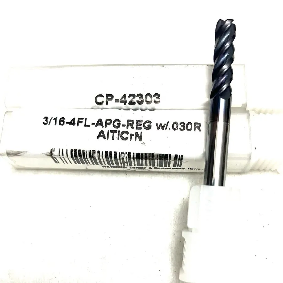 Режущий инструмент Carbide Plus 3/16" 4FL Corner Radius End Mill .03R Carbide Al — фото лота 1