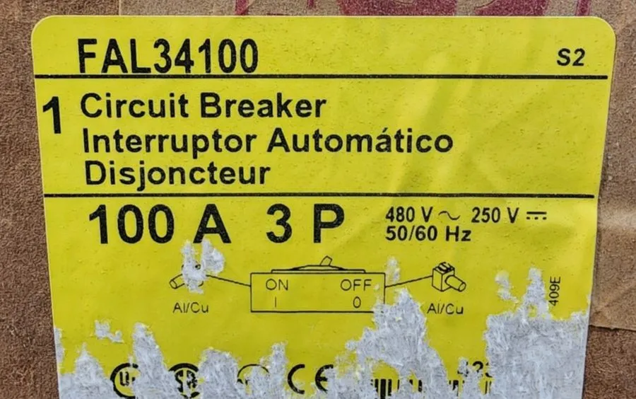 Автоматический выключатель Square D FAL34100 Circuit Breaker 100A 3-Pole 480V AC