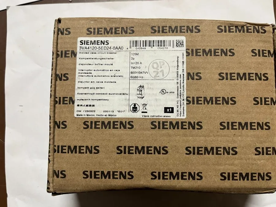 Автоматический выключатель Siemens 3VA4120-5ED24-0AA0 2P 20 Amp 600Y/347 Volt Bo