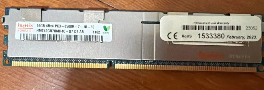 Модуль памяти Hynix 16GB PC3L-8500R DDR3-1066MHz Registered ECC HMT42GR7BMR4A-G7