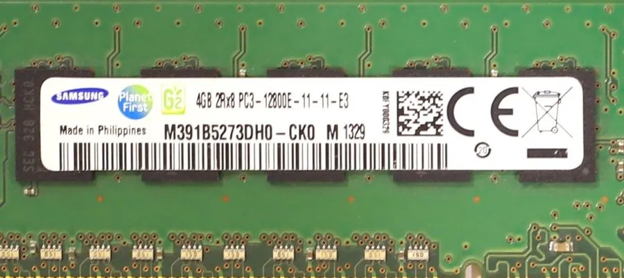 Модуль памяти Samsung 4GB 2Rx8 PC3-12800E-11-12-E3 UDIMM server ram m391b5273dh0