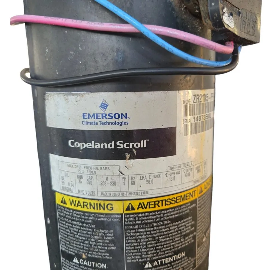 Компрессор Copeland Scroll AC Compressor ZR21K5-PFV-130 R-22 208-230V — фото лота 2