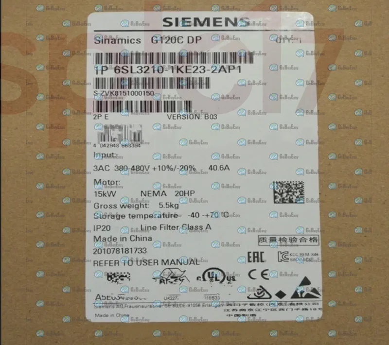 Частотный преобразователь Siemens SINAMICS G120 6SL3210-1KE23-2AP1