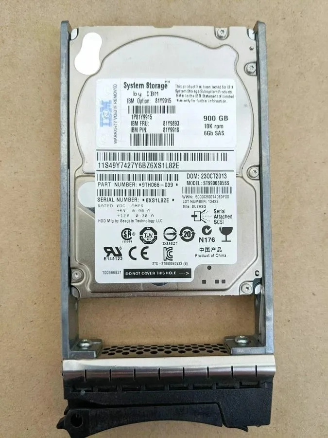 Жёсткий диск IBM 900GB 81Y9915 81Y9893 81Y9918 10K SAS 6Gb/s 2.5" SFF HDD Hard D — фото лота 2