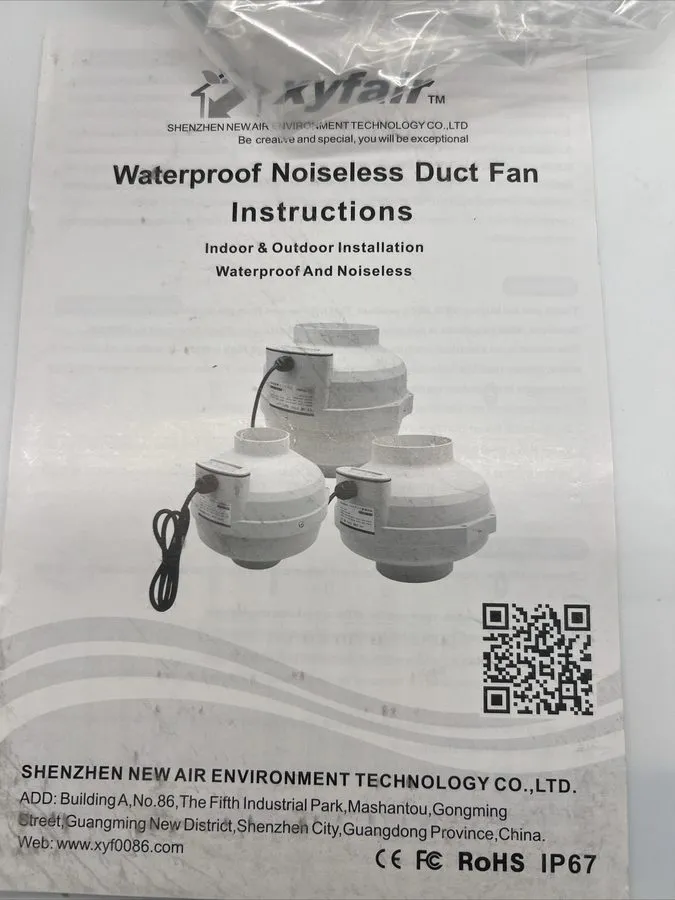 Вентилятор VXyfair Silent Waterproof Duct Fan 4" PF-100