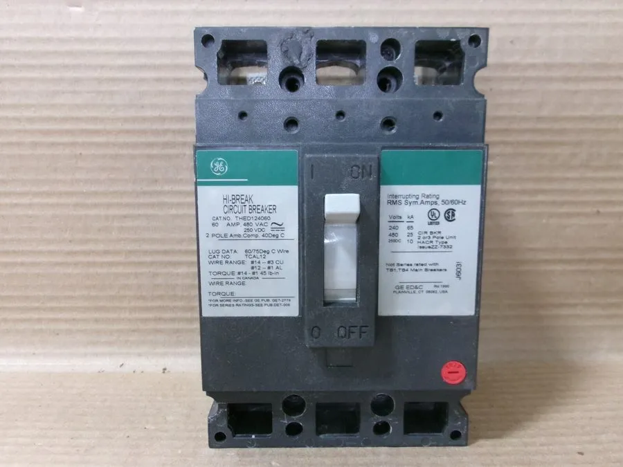 Автоматический выключатель GE THED124060 Circuit Breaker 60 Amp 480V 2 Pole
