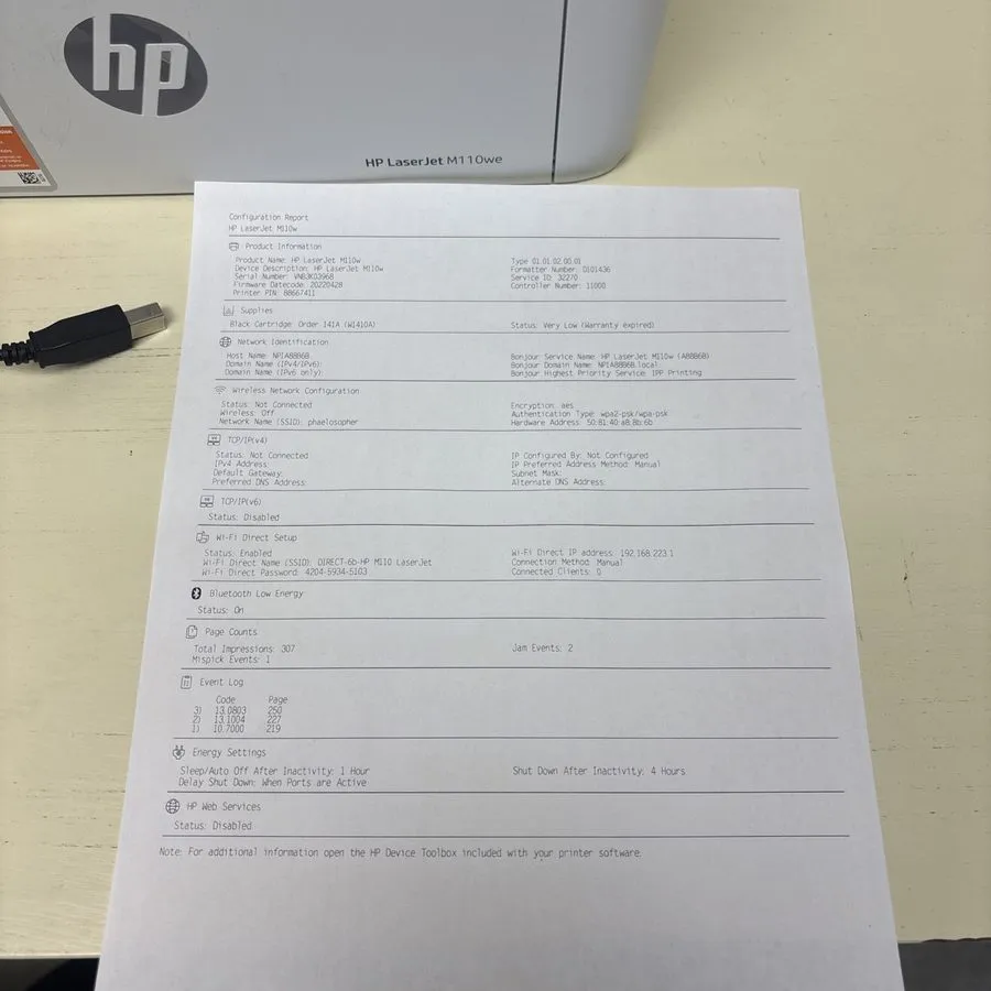 Лазерный принтер HP LaserJet M110we Wireless Black & White Compact Laser Printer — фото лота 1