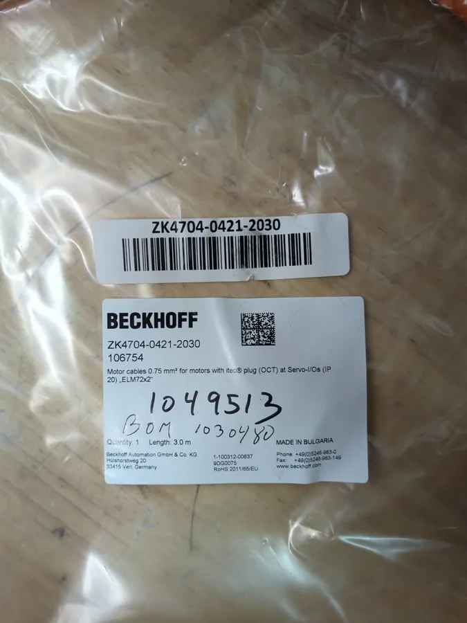 Серводвигатель BECKHOFF ZK4704-0421-2030 Servo Motor Cable