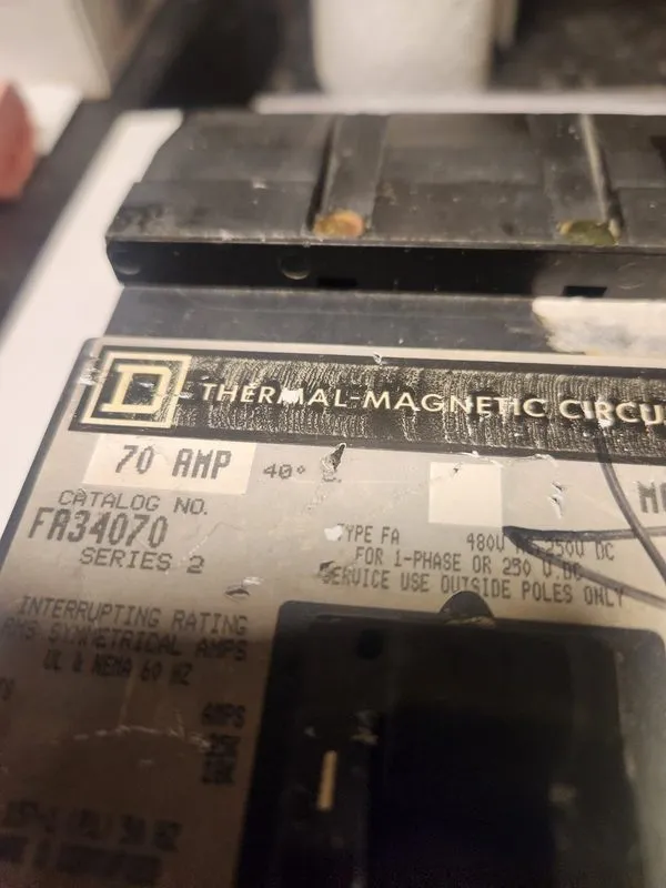 Автоматический выключатель Square D FA34070 I-Line Circuit Breaker 70A, 480V 3 P — фото лота 2