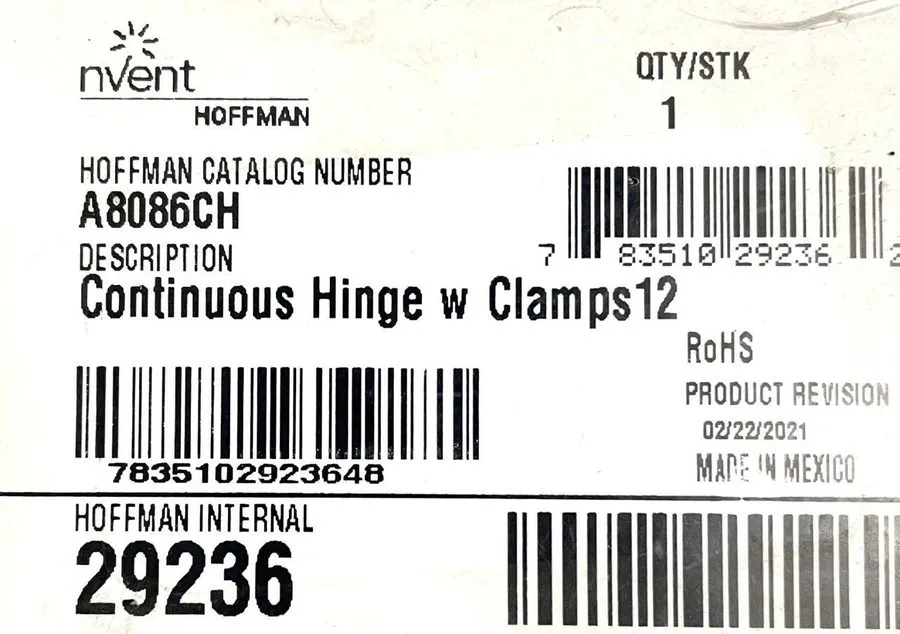 Монтажный шкаф nVent Hoffman Enclosure Box Continuous Hinge w Clamps CH Type 8"x