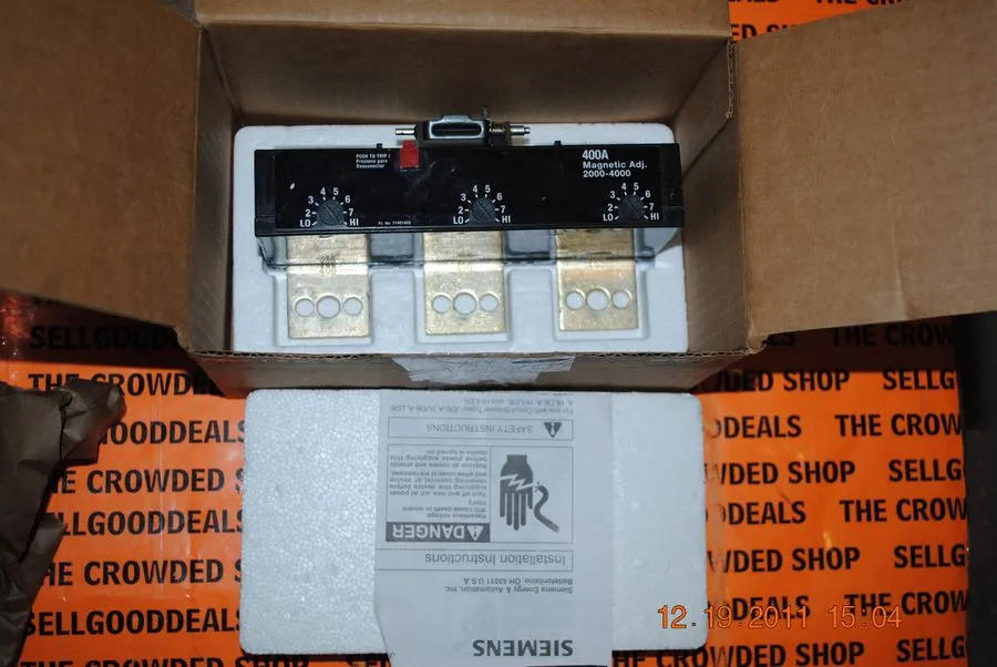 Автоматический выключатель SIEMENS JD63T400 3 Pole 400 AMP Type JD LD SENTRON Br