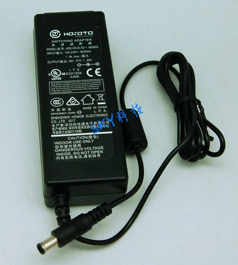Блок питания Dahua ADS-65LSI-52-1 video camera adapter 48V 1.25A with pin power 