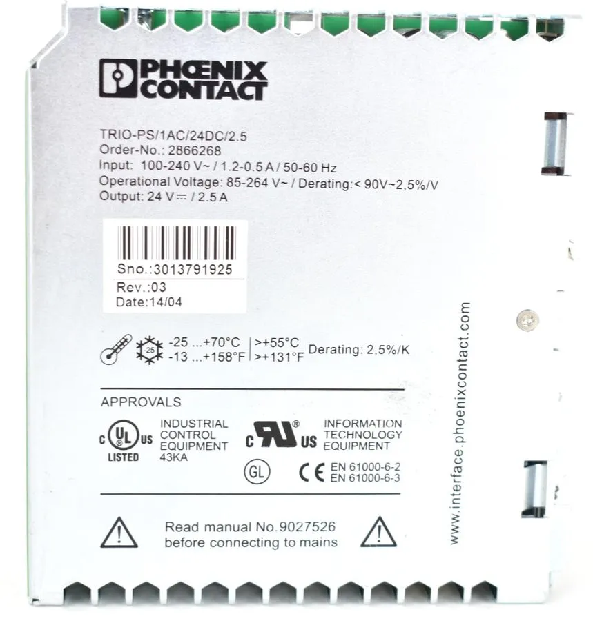 Блок питания TRIO-PS/1AC/24DC/2.5 DIN Rail Power Supply, 24VDC 2.5A, 60W