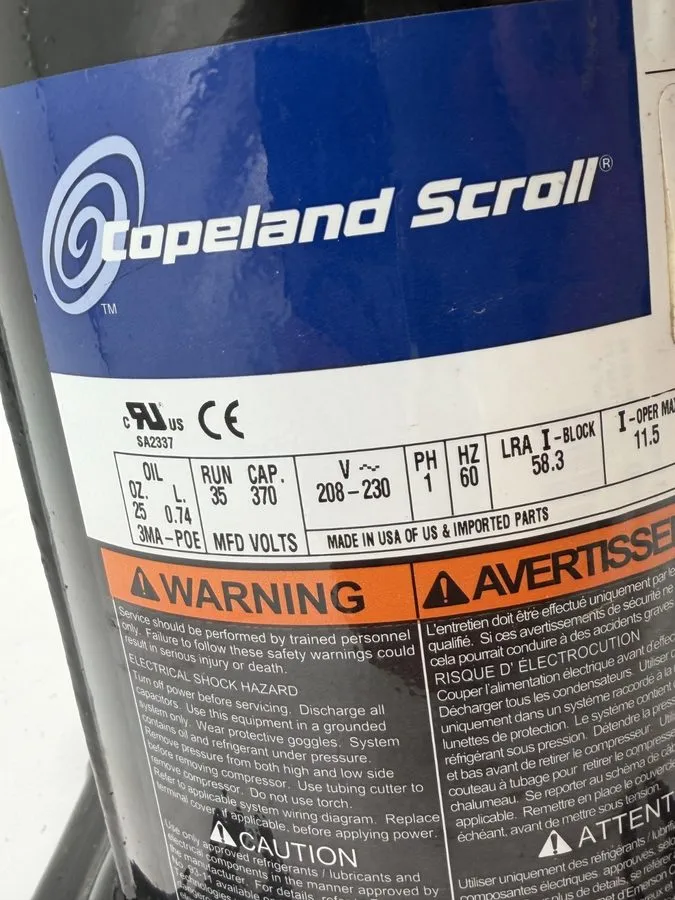 Компрессор Copeland ZP20K5E-PFV-130 Scroll Compressor 2 Ton 208-230V 1PH 20000 B