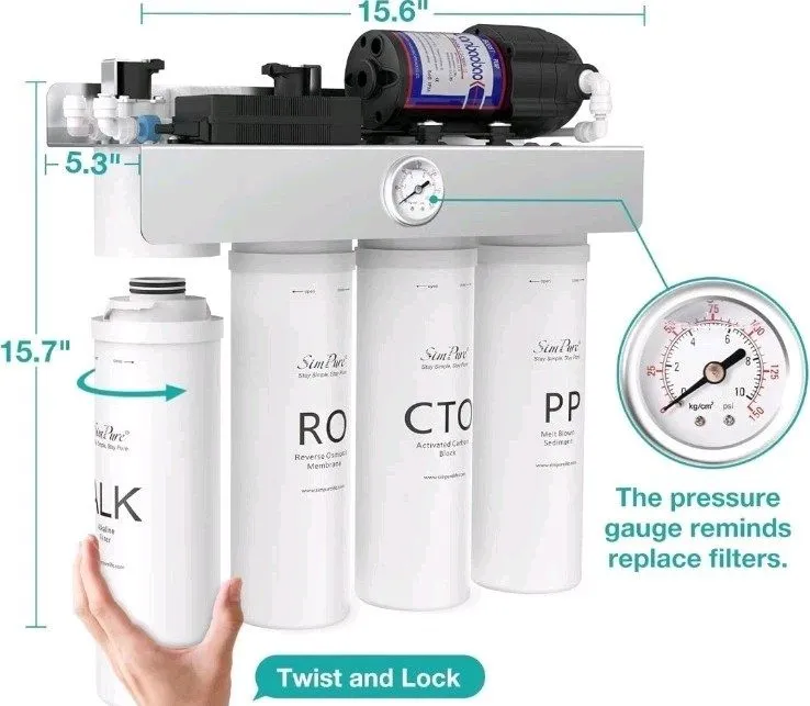 Насос SimPure T1-400ALK Alkaline UV Reverse Osmosis System, NSF/ANSI 58 Certifie
