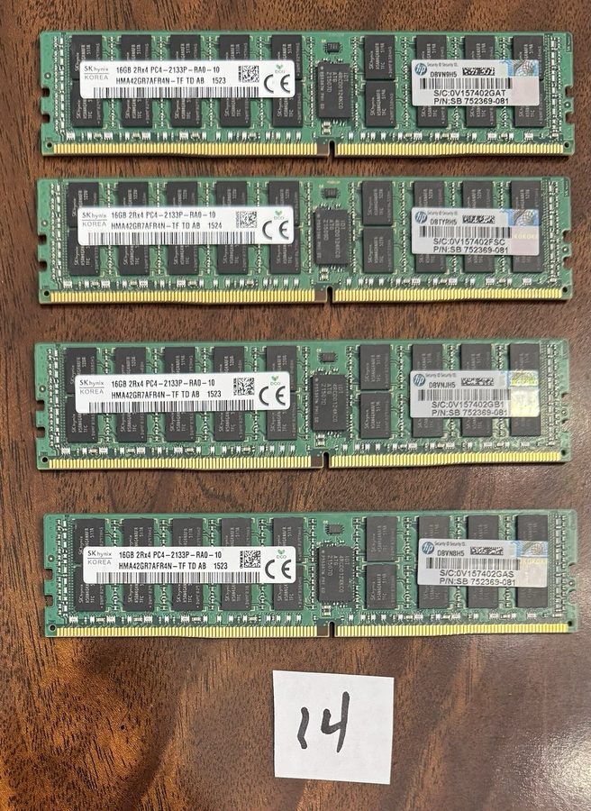Модуль памяти SK Hynix 16GB DDR4-2133 ECC Registered Server RAM 64GB HP 752369-0