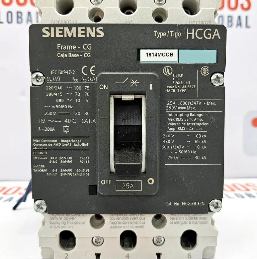Автоматический выключатель SIEMENS HCGA 3VL1125-2KM30-0AA0 3-POLE CIRCUIT BREAKE
