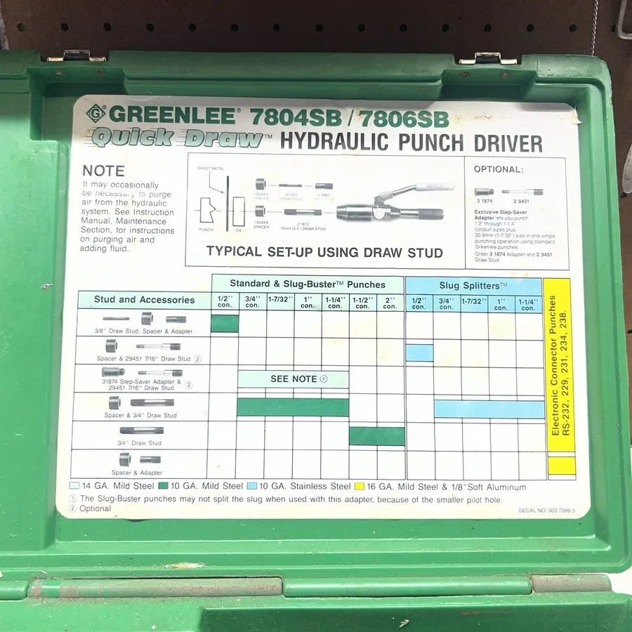 Электрооборудование GREENLEE 7806SB 7804SB Quick Draw Hydraulic Knockout *ALMOST