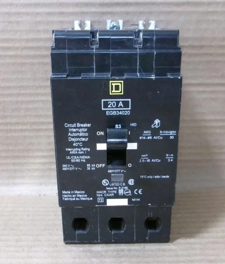 Автоматический выключатель Square D EGB EGB34020LC 3 Pole 20 Amp 480v Circuit Br