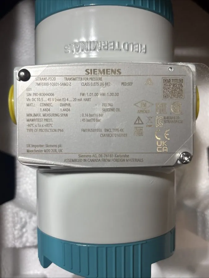 Датчик давления Siemens SITRANS P320 Pressure Transmitter 7MF0340-1HL01-5TM2-Z — фото лота 1