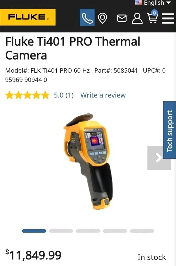 Оптико-электронная система Fluke TI401-PRO 60HZ 60 Hz, 640x480, 0.93 mRad Infrar