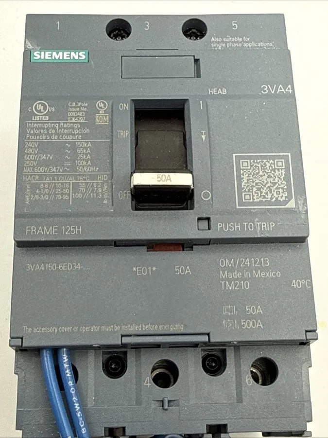 Автоматический выключатель Siemens 3VA4150-6ED34-0AA0 Circuit Breaker 3P/50A /48