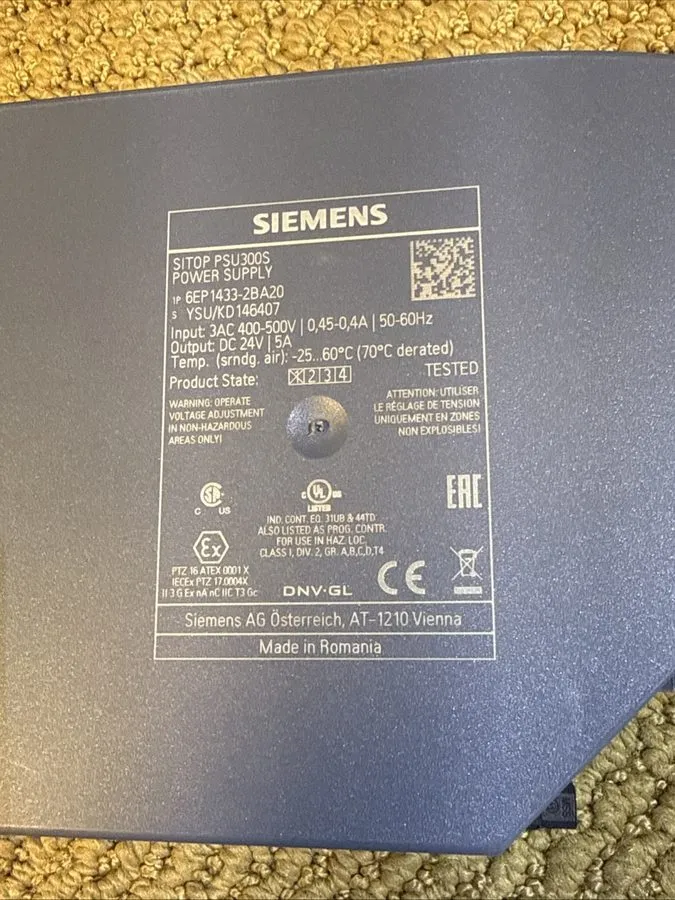 Блок питания Siemens SITOP PSU300S 24 V/5 A power supply 6EP1433-2BA20