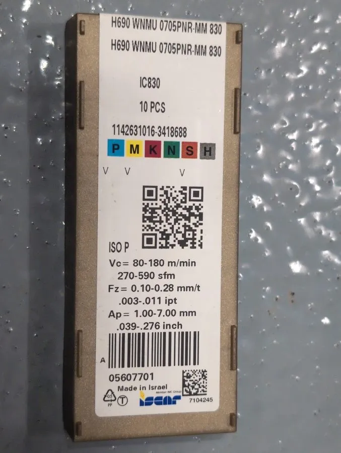 Режущий инструмент Iscar H690 WNMU 0705PNR-MM IC808 Carbide Insert — фото лота 1