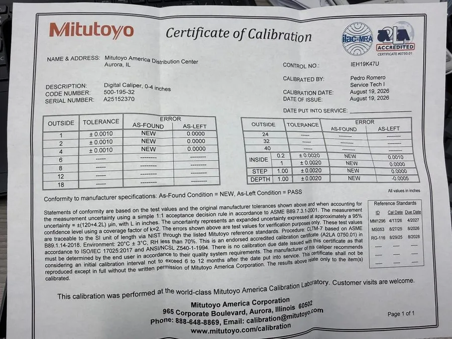 Штангенциркуль MITUTOYO 500-195-30CAL Absolute Digital Caliper,0 to 4 In 1ARG4 — фото лота 2