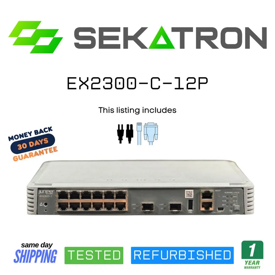 Коммутатор Juniper EX2300-C-12P 12 Port PoE+ Fanless Switch 2x 10GbE SFP+ Junos