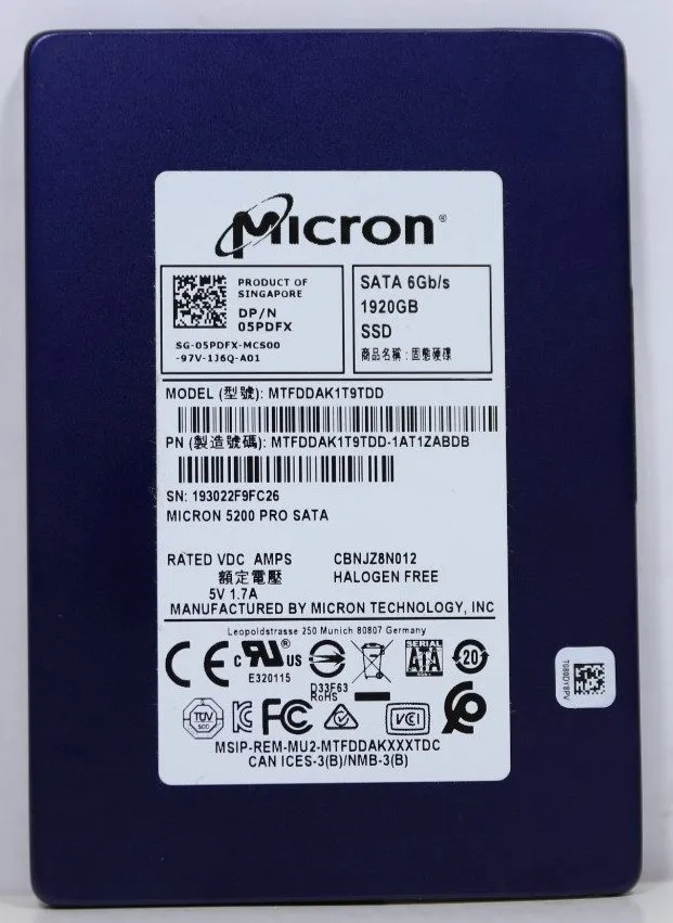 SSD-накопитель MTFDDAK1T9TDD Micron 5200 PRO 1.92TB SATA 6Gb/s 2.5" Internal SSD