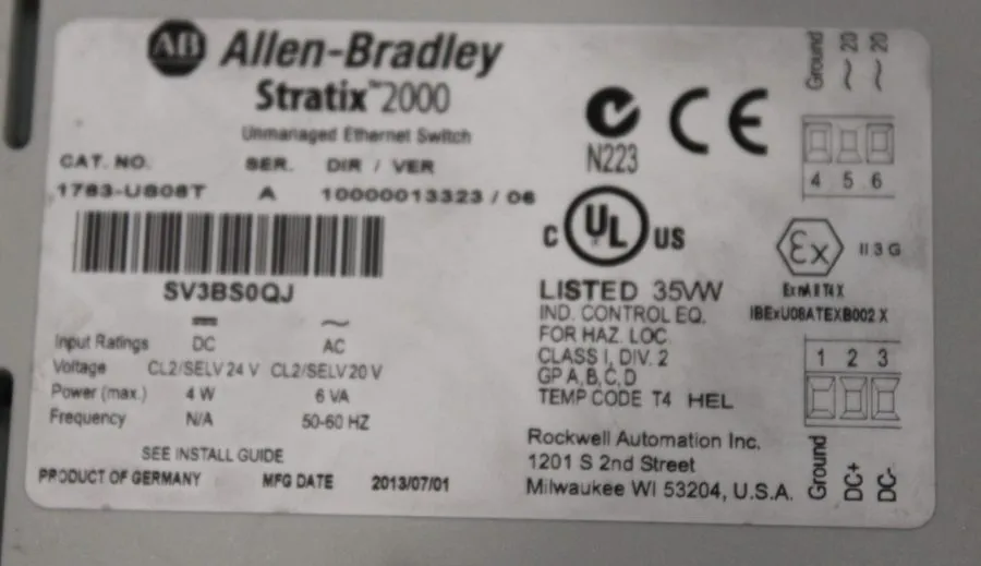 Коммутатор Allen-Bradley 1783-US08T Series A Stratix 2000 8-Port Ethernet Switch